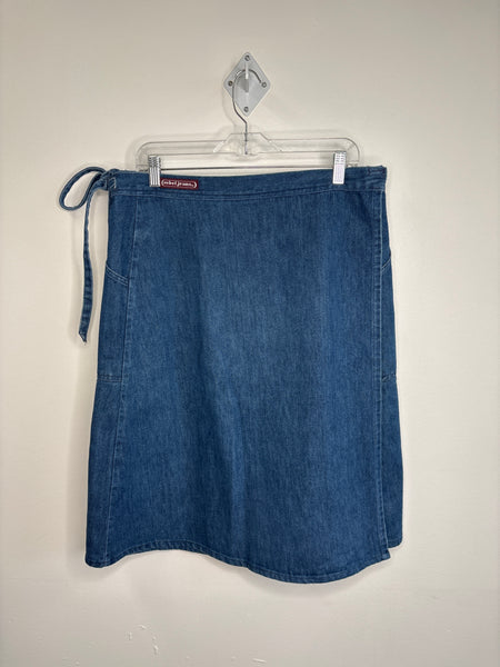 Rebel Jeans Tied Waist Wrap Denim Midi Skirt (42)
