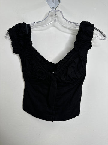 Princess Polly Black Milkmaid Crop Sleeveless Top (0)