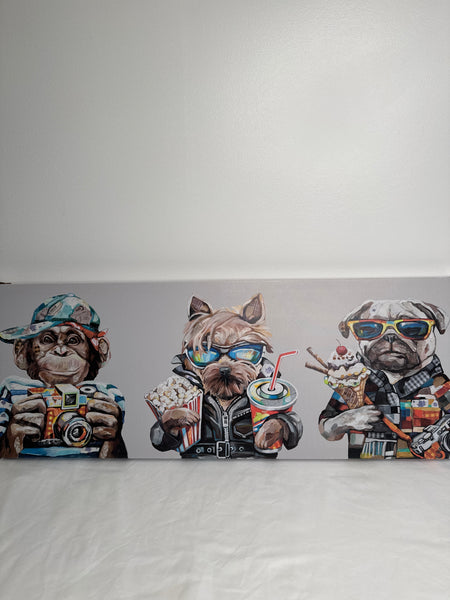 NWT Anthropomorphic Animals Canvas Art