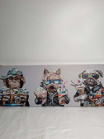 NWT Anthropomorphic Animals Canvas Art