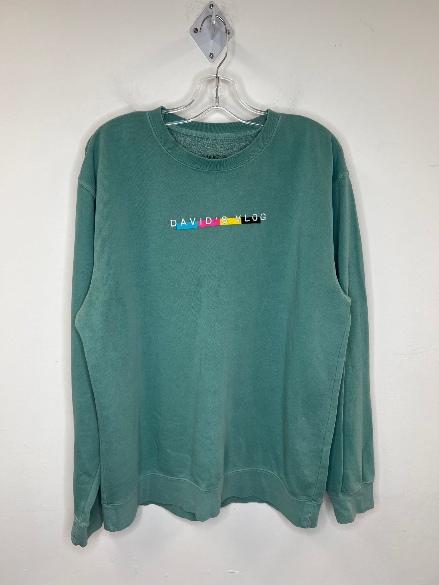 Vlog Squad Mint Green "David's VLog" Crewneck Sweatshirt (L)