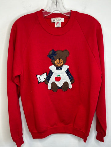 Retro Jerzes Embroidered Bear Crewneck Sweater (L)