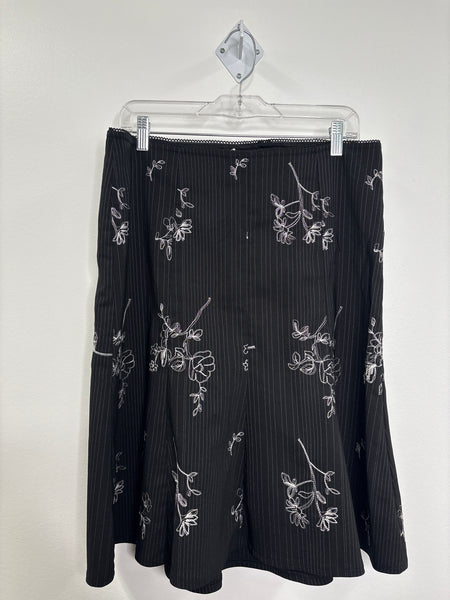 Vintage Digital Clothing Floral Embroidered Striped Skirt