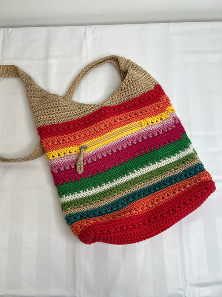 The Sak Limited Edition Rainbow Crochet Macrame Purse Shoulder Bag