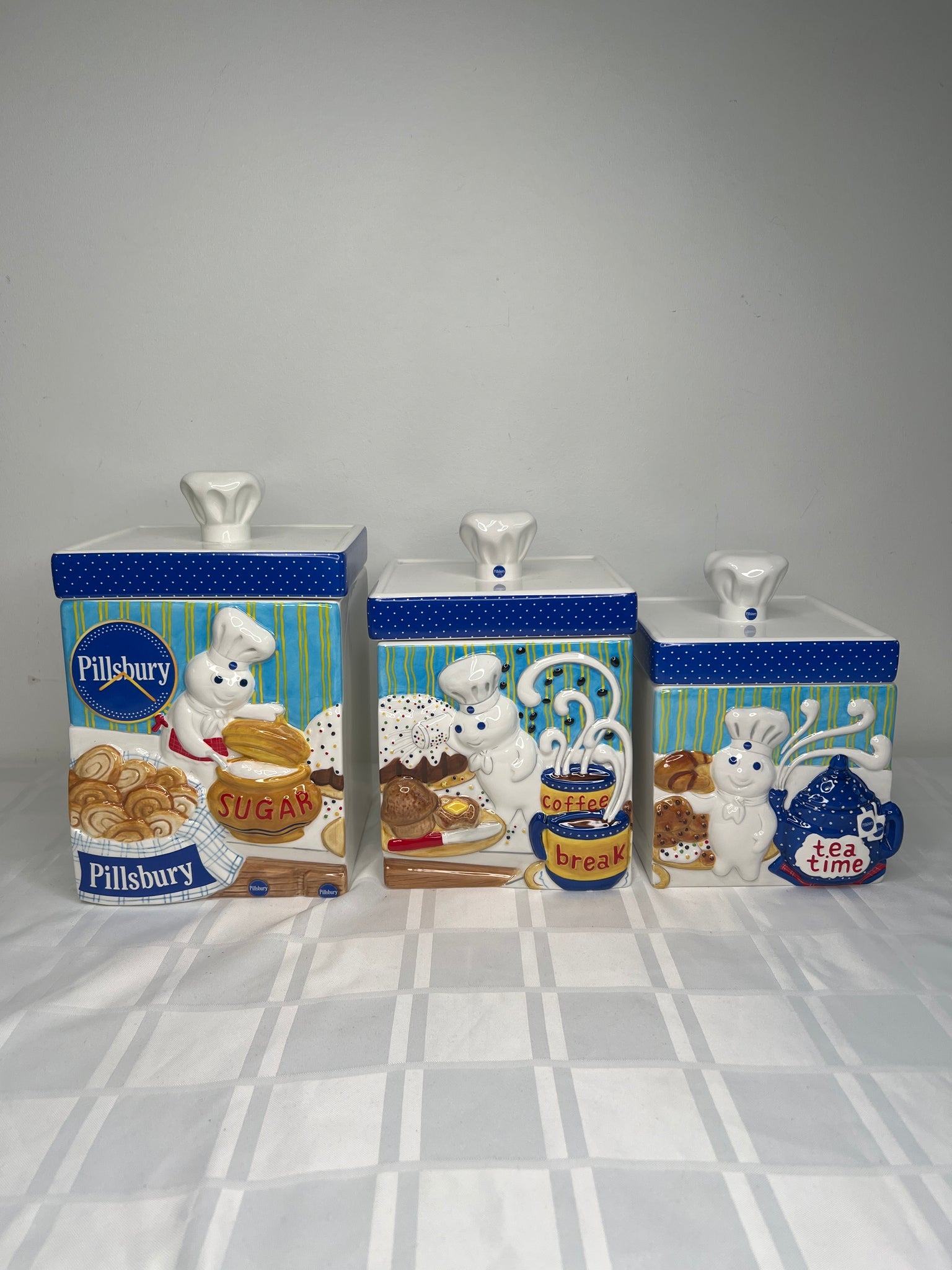 SET OF 3 Vintage 2000 Danbury Pillsbury Doughboy Canister Collection Set