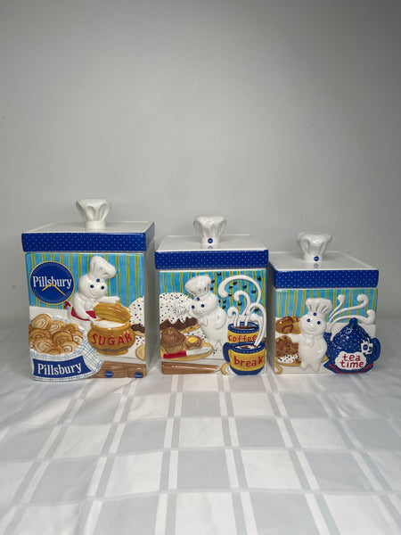 SET OF 3 Vintage 2000 Danbury Pillsbury Doughboy Canister Collection Set