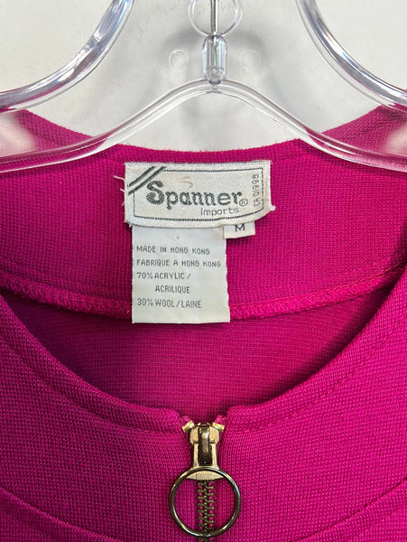 Vintage Spanner Imports Zip Front And Crewneck Pink Dress (M)