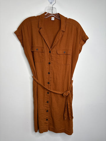Old Navy Waist-Defined Linen-Blend Tie-Belt Shirt Dress (M)