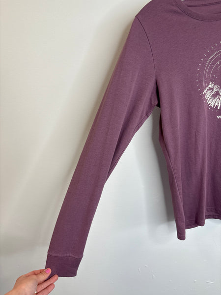 Woods Long-Sleeve Cotton-Blend Graphic Top (S)