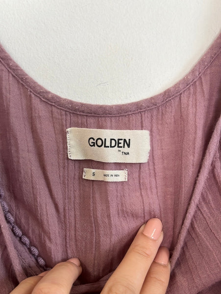 Golden TNA Aritzia Mauve Sleeveless Crop Top (S)