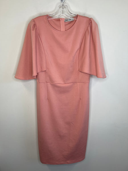 Grace Karin Blush Pink Crape Sleeve Dress (L)