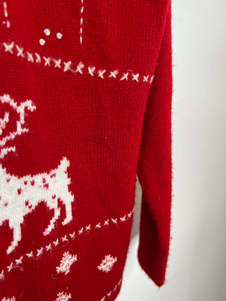 Emma James Red Zip-up Nordic Christmas Long-Sleeve Sweater