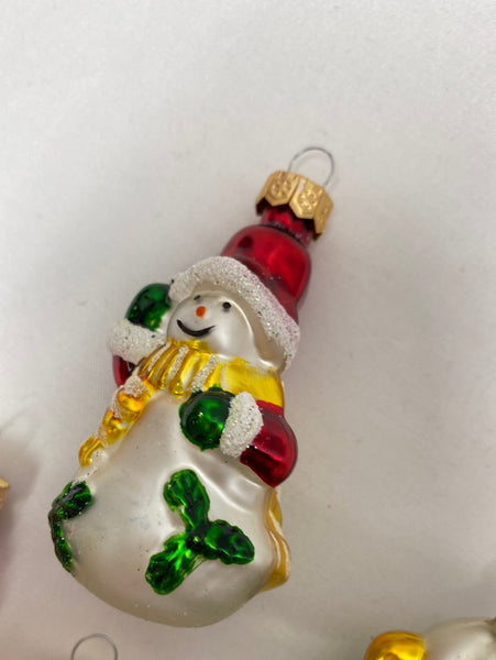 Set of 4 Christmas Glass Ornaments ‘Snowman’