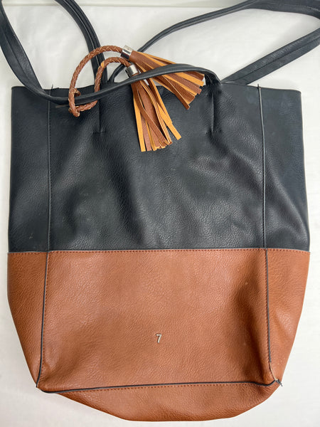 Seven Days Black & Brown Vegan Faux Leather Tote Bag