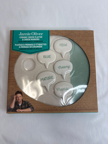 Jamie Oliver Ceramic Cheese Platter And Cheese Markers