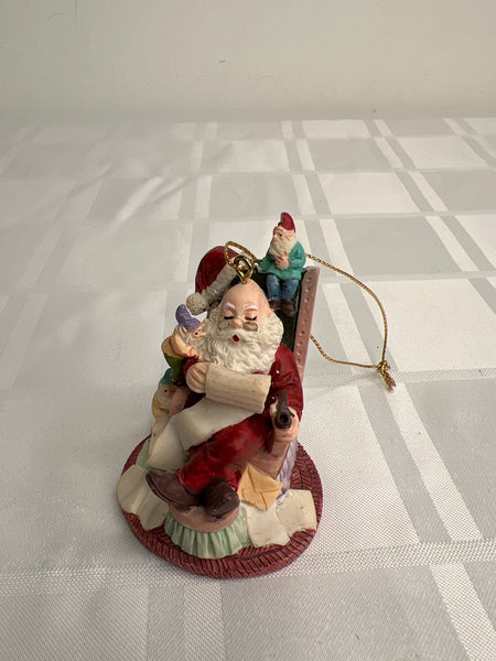 Santa Reading His List To The Elves Christmas Ornament