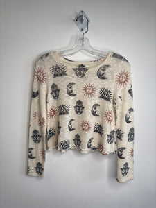 Gaze USA Hamsa Hand Star Moon Sun Long-Sleeve Knit Top (S)