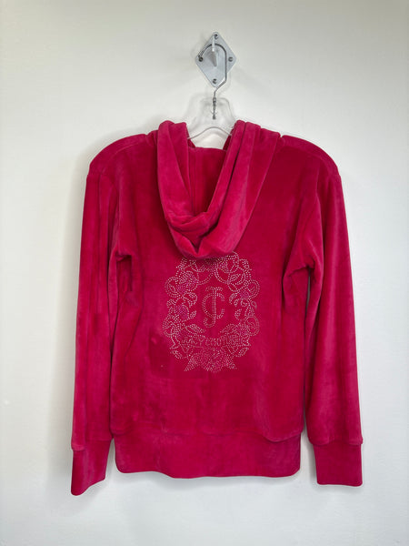 Velour Rhinestone Zip-Up Jacket (L)