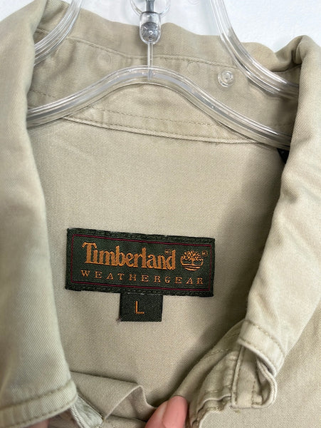 Timberland Weathergear Beige Long-Sleeve Button-Up Shirt (L)