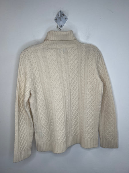 Vintage Tabi White Lambswool-Angora Blend Knitted Long-Sleeve Faux Pearl Sweater (S)