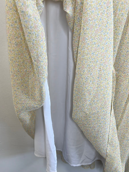Floral Print Sheer Blouse + Skirt Set (L)