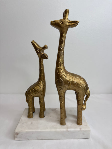 Giraffe Brass Figurine Statue Marble Base Hand Crafted