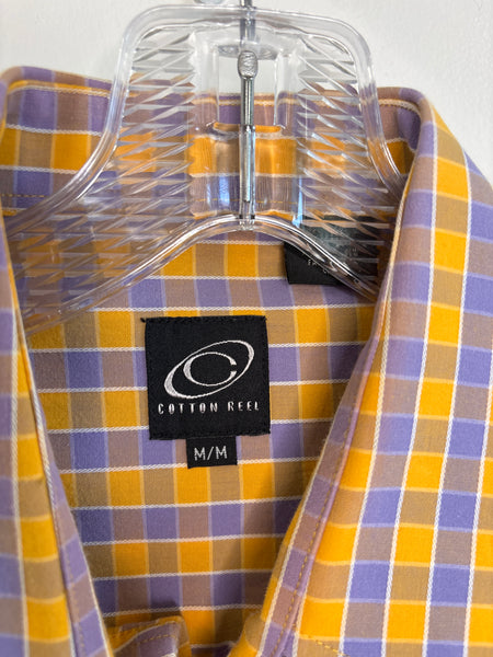 Cotton Reel Yellow & Purple Plaid Button-Up Shirt (M)