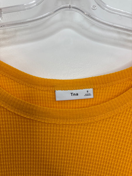 Aritzia TNA Long Sleeve Alder Thermal Waffle Light Knit Shirt (S)