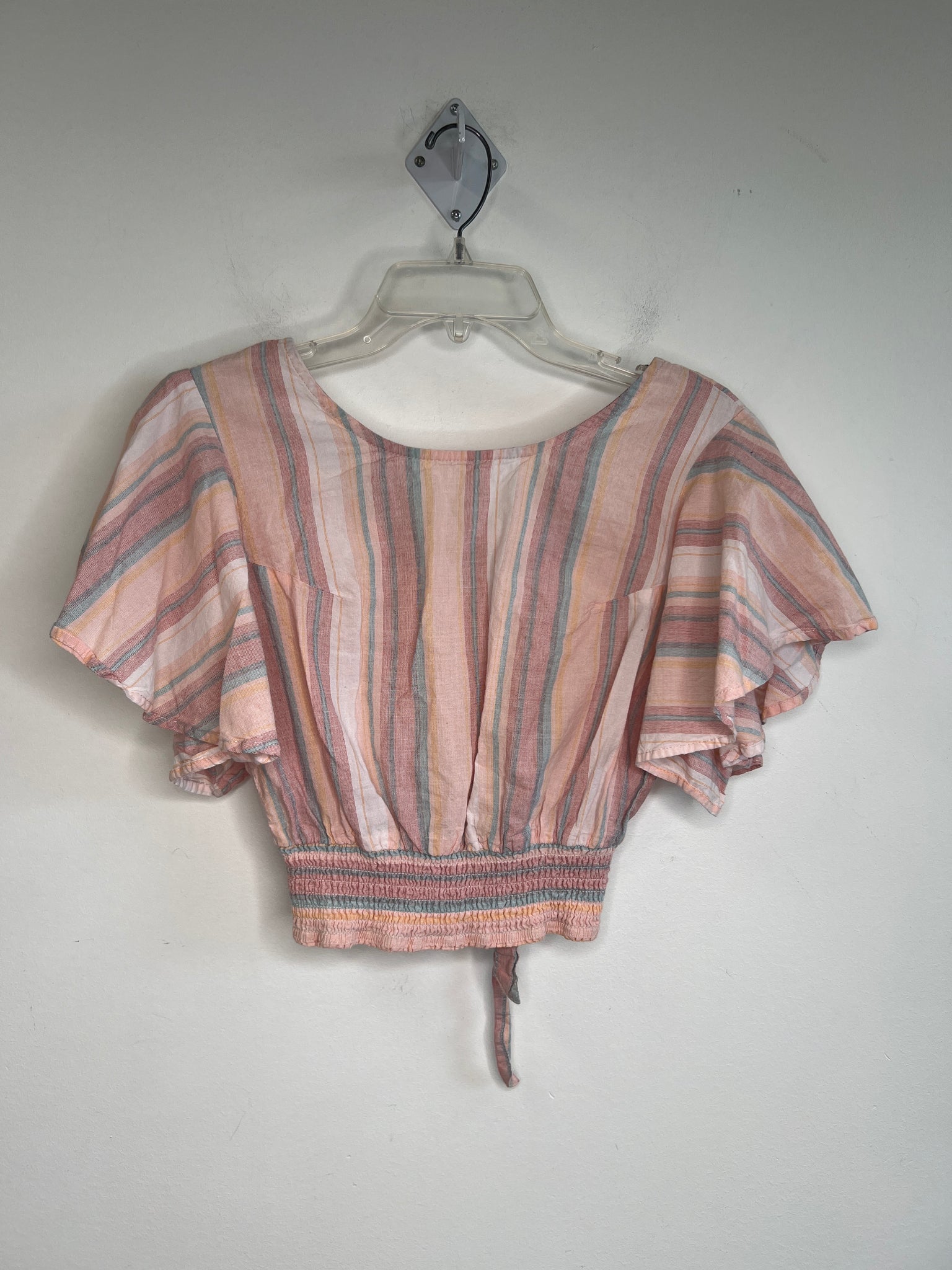 Pink Stripe Blouse Crop Top (S)