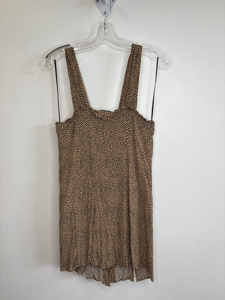 Topshop Animal Print Sleeveless Ruffled Double Mini Slit Mini Dress (8)