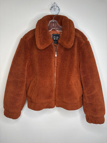 Gap Cognac Faux Teddy Sherpa Zip Up Jacket (S)