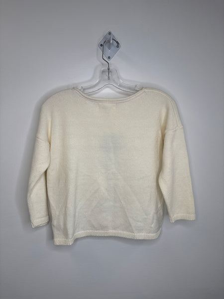 L.O.G.G Blue & White Anchor Graphic Cotton-Blend Cropped Quarter-Sleeve Knit Sweater (XS)