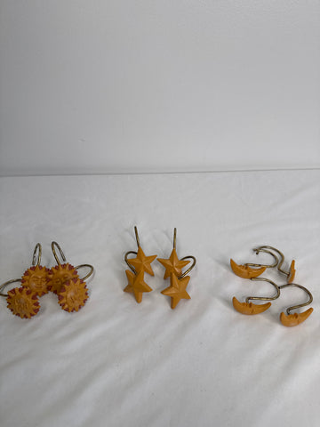 SET OF 12 Vintage Sun Moon & Stars Shower Hooks