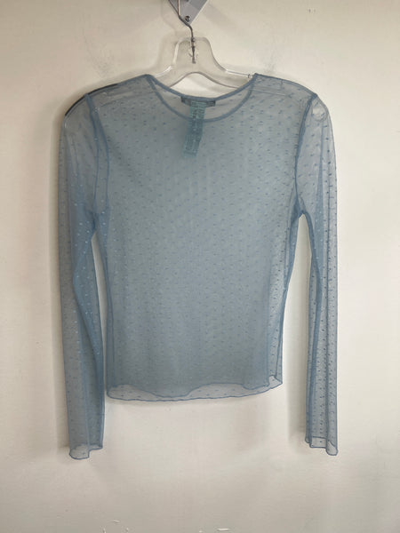 Forever21 Blue Sheer Long-Sleeve Top (M)