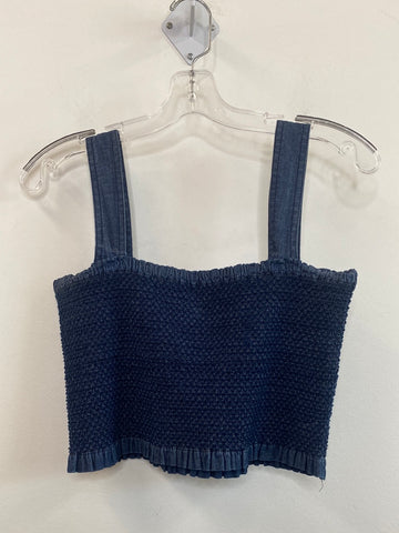 Rouched Chambray Denim Spaghetti Crop Top