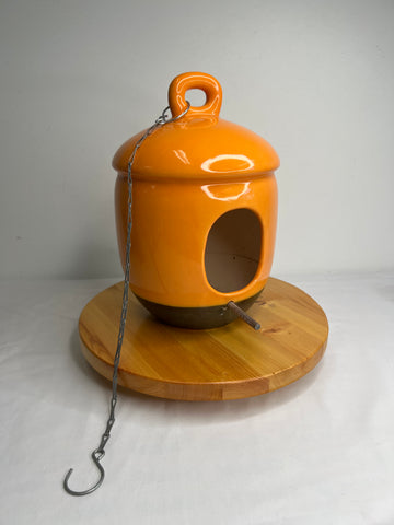 Acorn Shaped Ceramic Burnt Orange Birdhouse