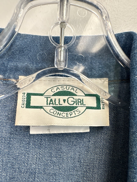 Vintage Casual Tall Girl Cotton Denim Jumpsuit (12T)