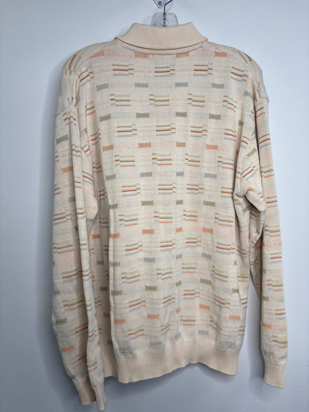 Vintage Tosani Knit Quarter Button-Up Sweater (L)