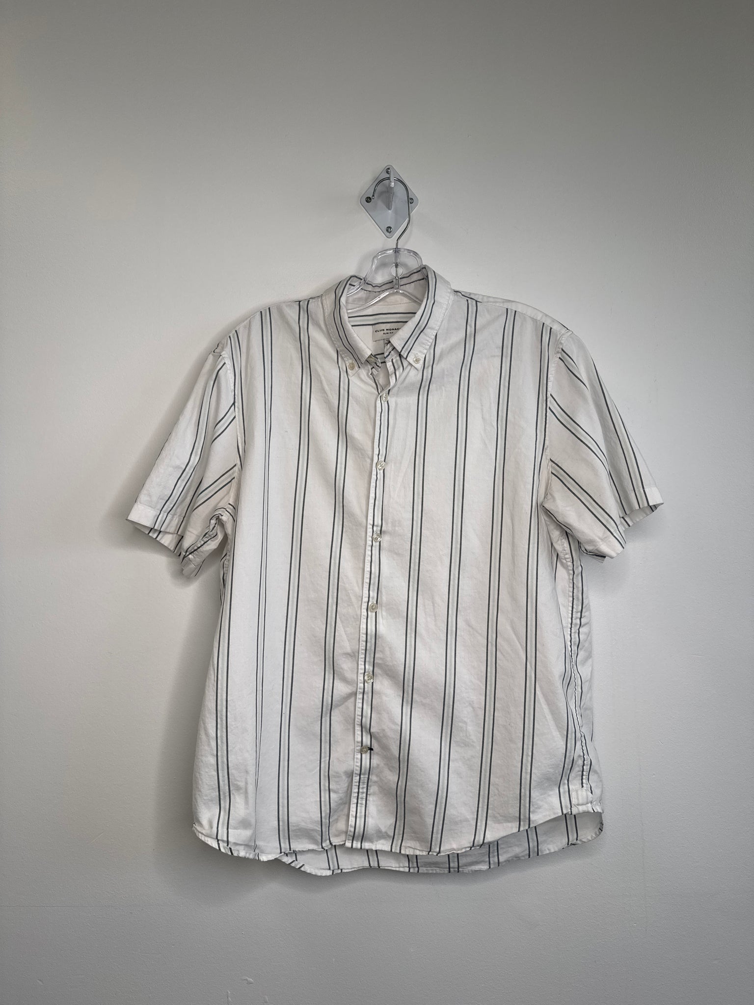 Club Monaco Slim Fit Striped Cotton Button Down Shirt (M)