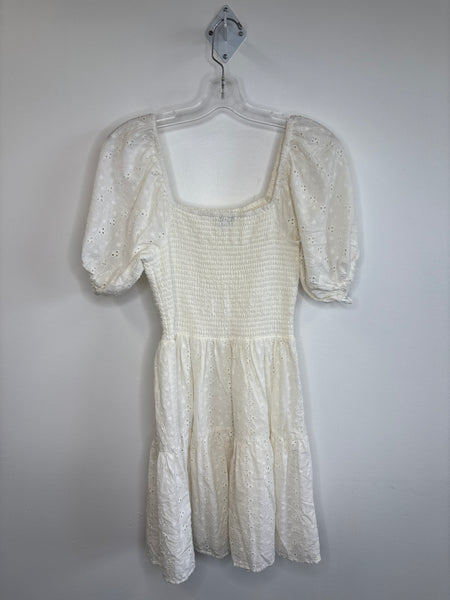 Mystic Threads Puff-Sleeve Eyelet Mini Dress (M)