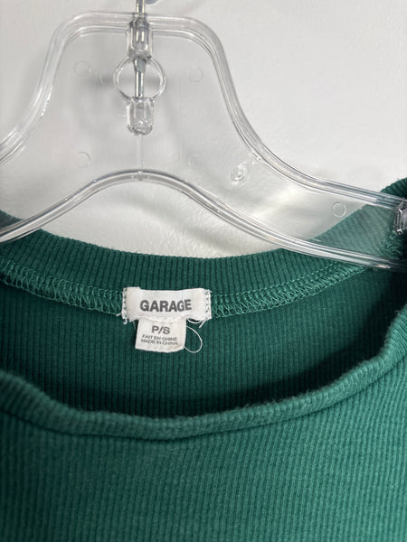 Garage Ribbed Cotton-Blend Cropped Top (S)