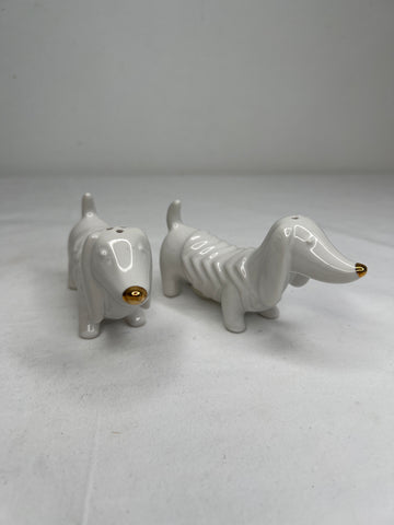 White Porcelain Salt And Pepper Shaker Dashounds