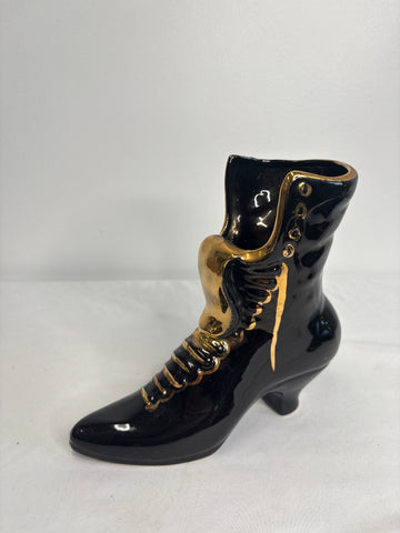 Vintage Ceramic Victorian Boot Vase Decor