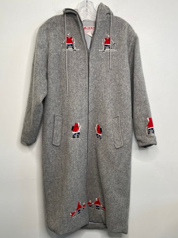Vintage Grenfell Handicrafts Hand Embroidered 100% Wool Parka Coat Made In St. Anthony New Foundland