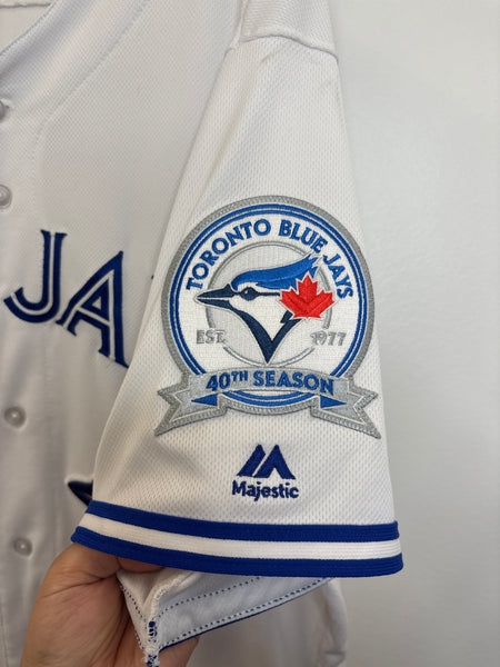 MLB Majestic Authentic Toronto Blue Jays #10 Edwin Encarnacion Printed Signature Baseball Jersey (44)