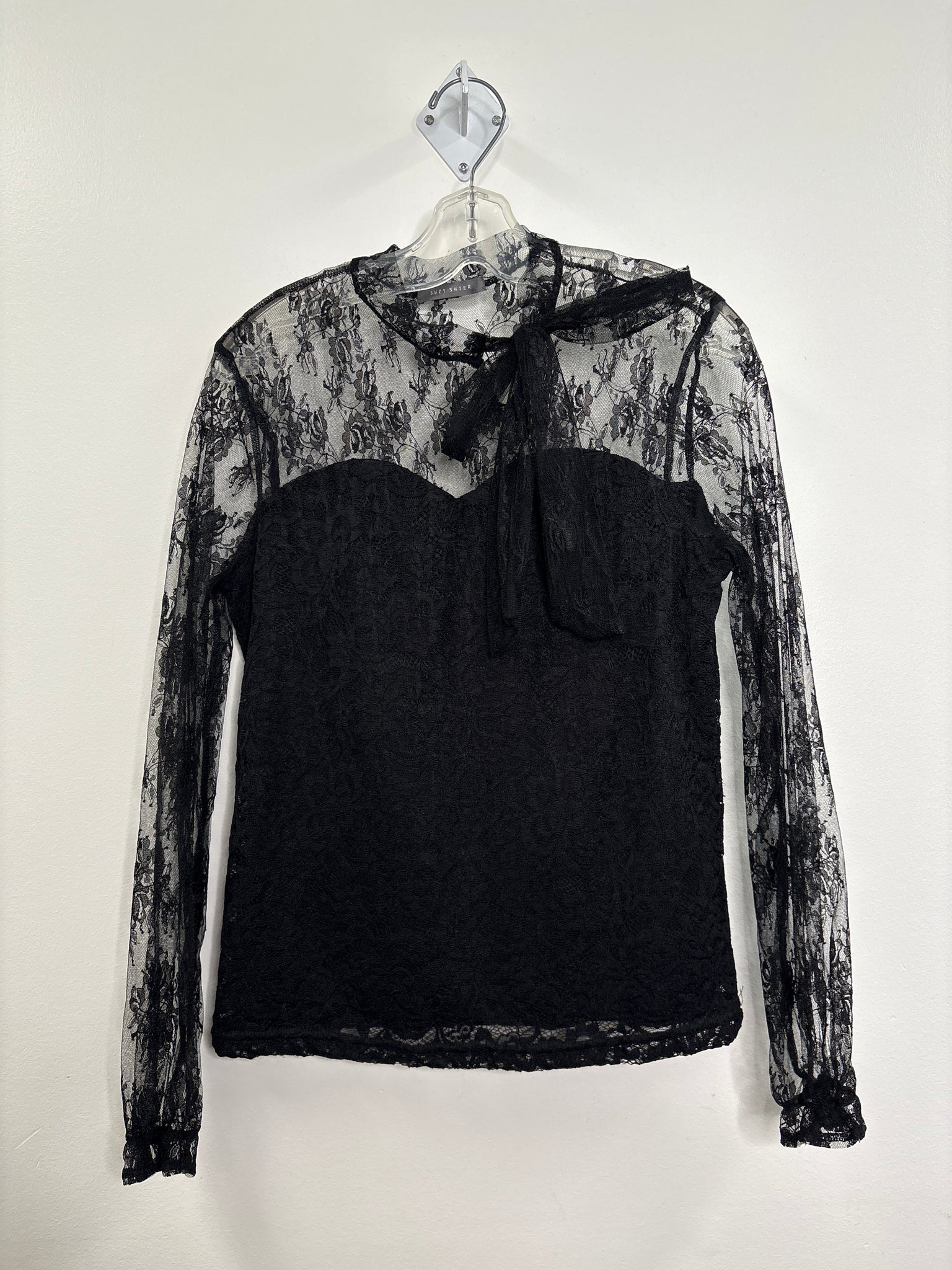 Suzy Shier Lace Long-Sleeve Top (M)