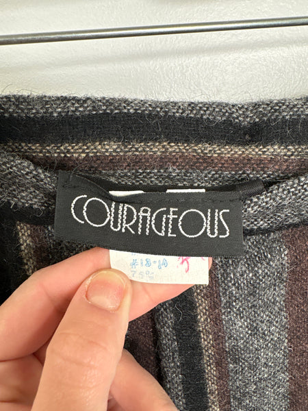 Vintage Courageous Wool-Alpaca Blend Striped Midi Skirt (29)