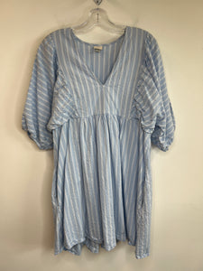 A New Day Pale Blue Stripe Puffed Sleeved Dress (XXL)