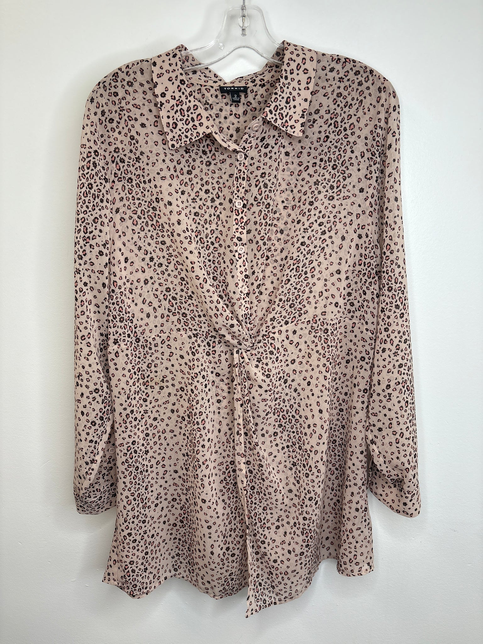 Torrid Sheer Animal Print Long-Sleeve Blouse (2)