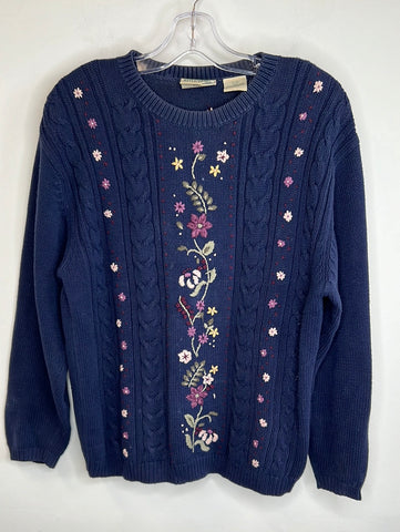 Vintage Northern Reflections Embroidered Floral Knitted Sweater (L)